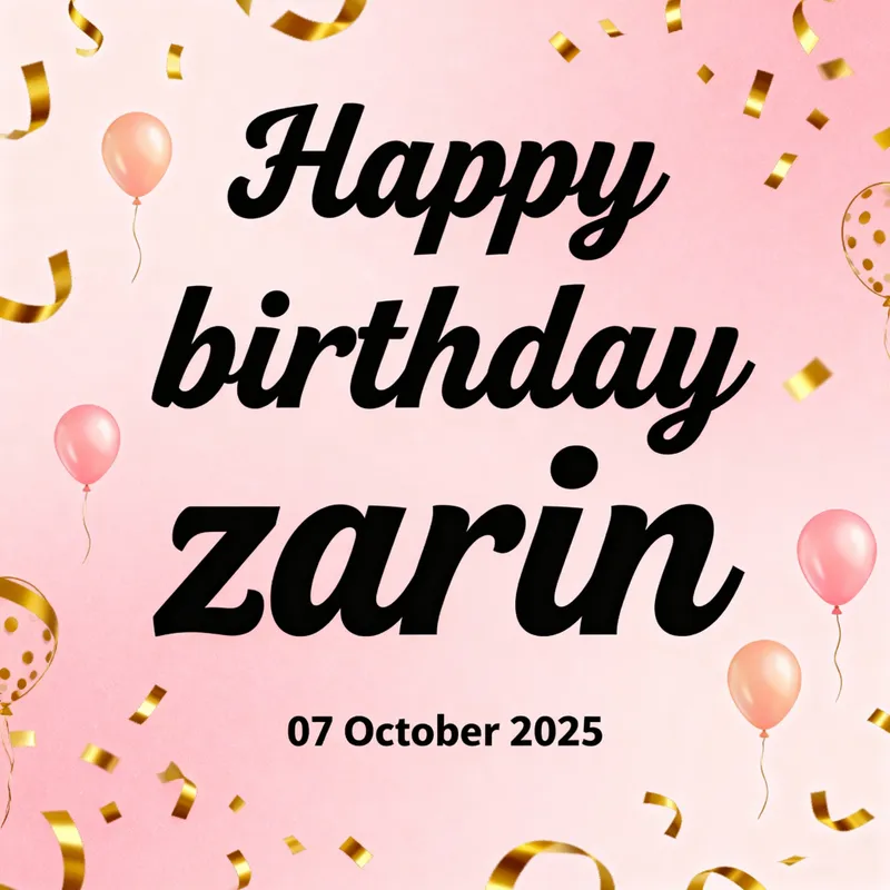 Happy Birthday Zarin - Celebrate October 7, 2025 Happy Birthday Zarin - Celebrate October 7, 2025