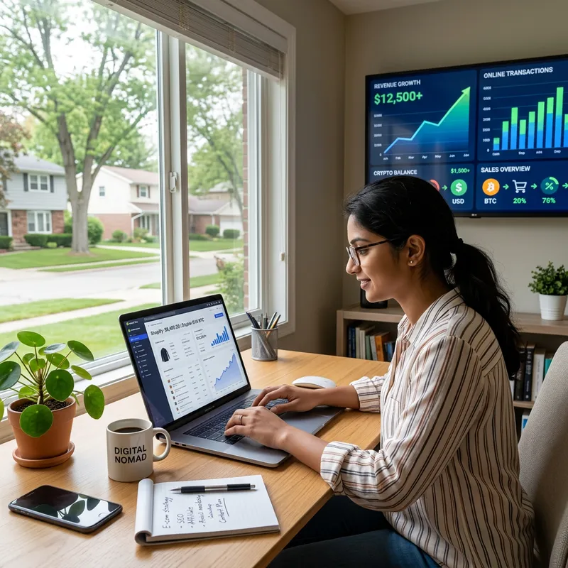 Make Money Online: Engrossed South Asian Woman in Home Workspace