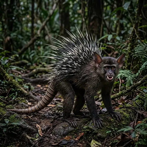 Unique Hybrid Creature: Monkey & Bat Features