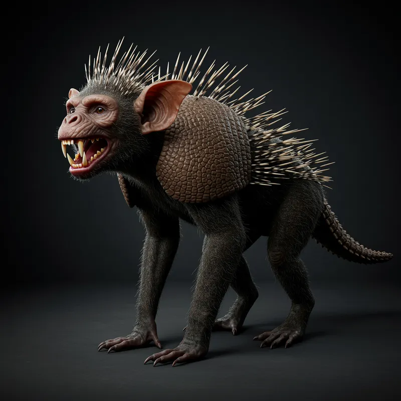 Unique Hybrid Creature: Monkey & Bat Features