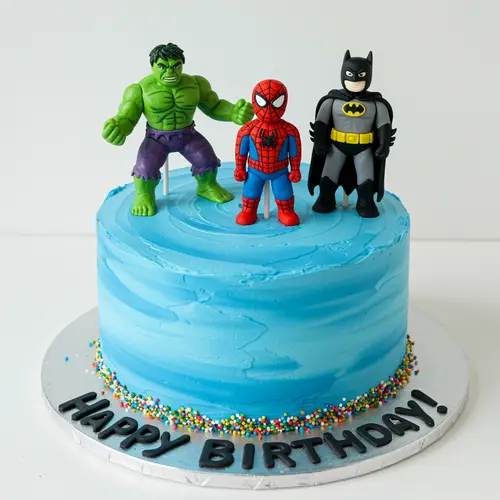 1-Tier Hulk, Spiderman & Batman Birthday Cake Ideas