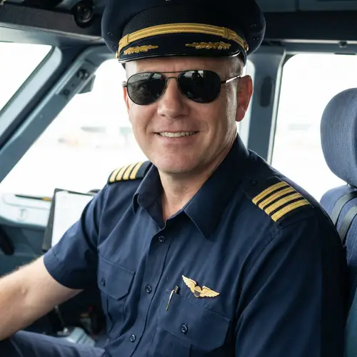 Realistic Pilot in Uniform with Aviator Sunglasses
