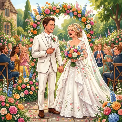 Joyful Caucasian Bride & Groom Exchanging Vows | Wedding Bliss