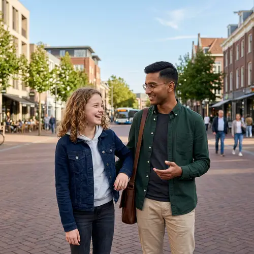 Caucasian Girl with Curly Hair and Friend | Urban Joy Moment