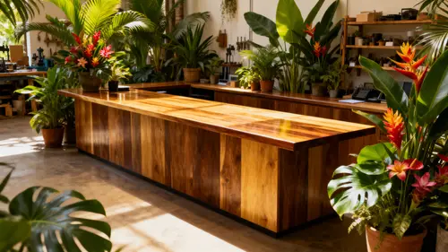 Stunning Tropical Reception Counter Design