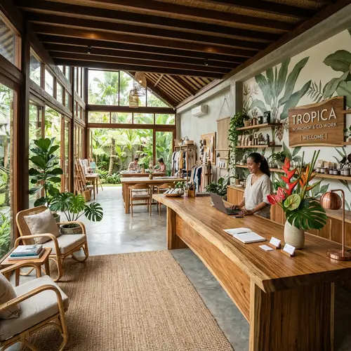 Stunning Tropical Reception Counter Design