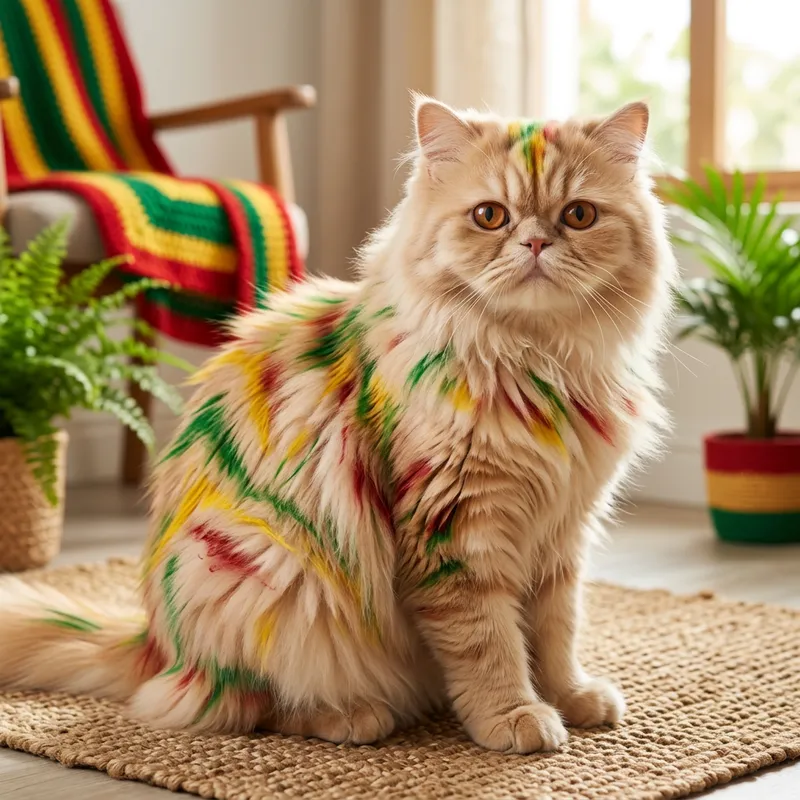 Persian Cat in Rasta Colors Persian Cat in Rasta Colors