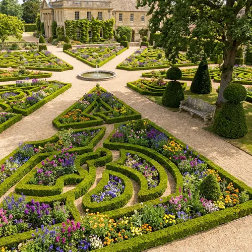 Classically Designed Parterre Garden with Geometric Flower Beds