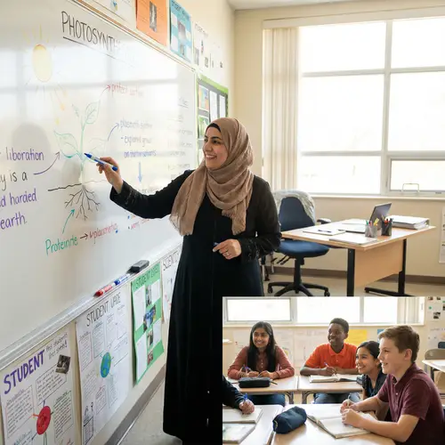 Diverse Classroom Learning: Middle-Eastern Teacher Explains Lesson