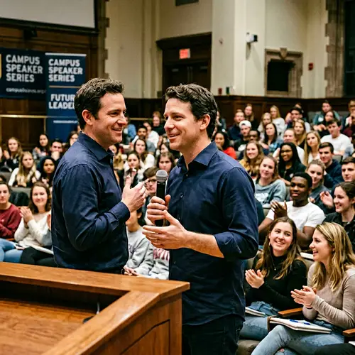 Engaging College Audience in Dark Blue Shirt