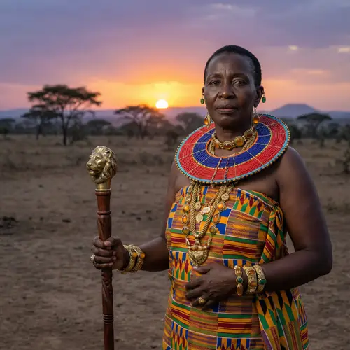 African Queen in Traditional Regalia - Cultural Tribute