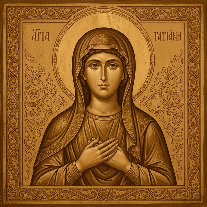 Holy Martyr Tatiana Icon in Monochromatic Style