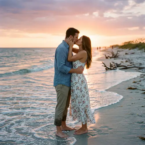Romantic Kissing Photo by the Sea Beach