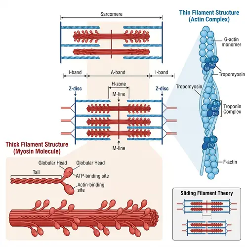 Muscle Protein Structures: Actin and Myosin Illustration