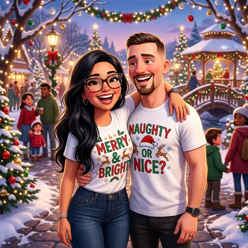 Disney Pixar Style Couple in Park Setting