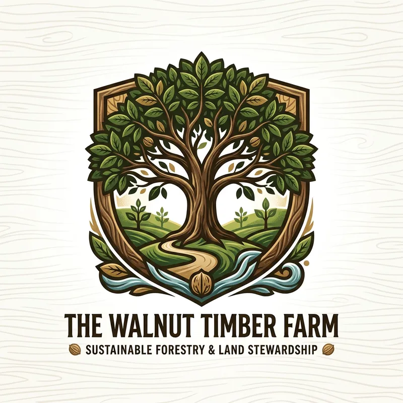 Walnut Trees Logo: Sustainable Timber Farm Visuals