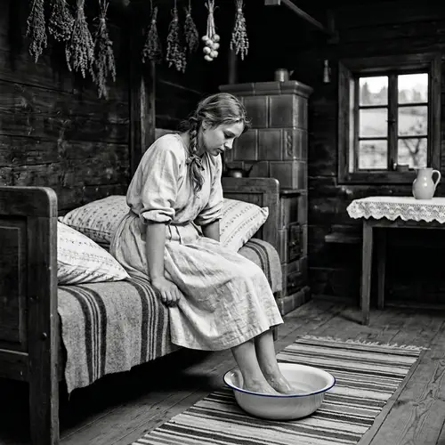 Slovenian Village Film Scene with Young Actress