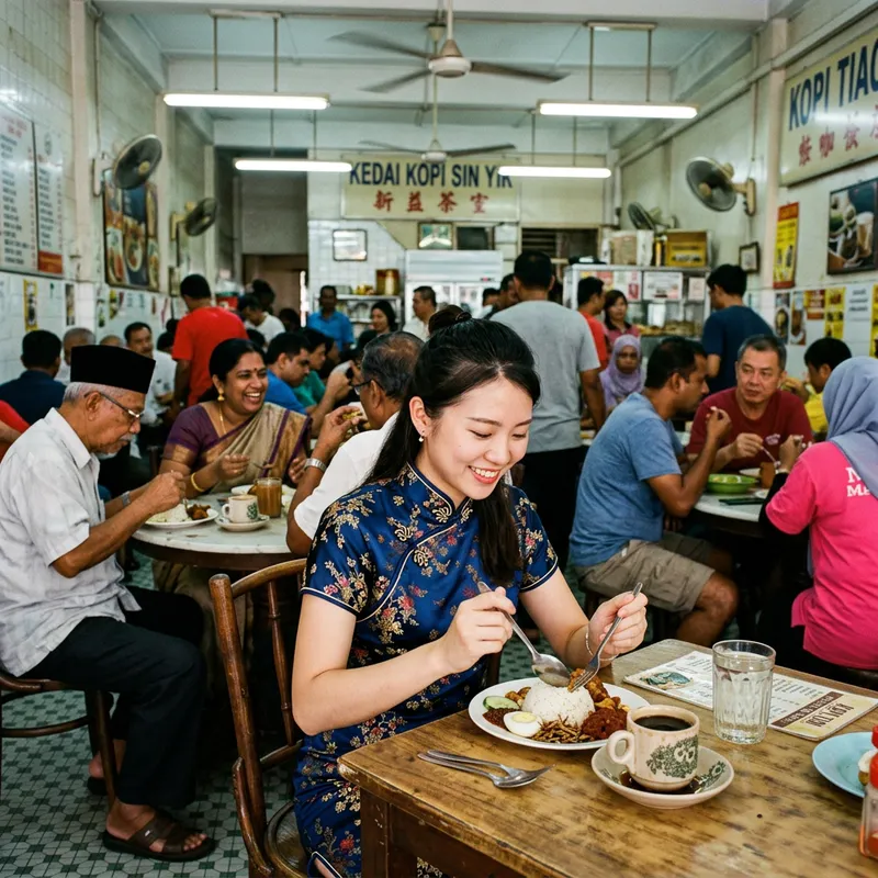 Authentic Chinese Dining Experience in Vibrant Malaysian Coffee Shop