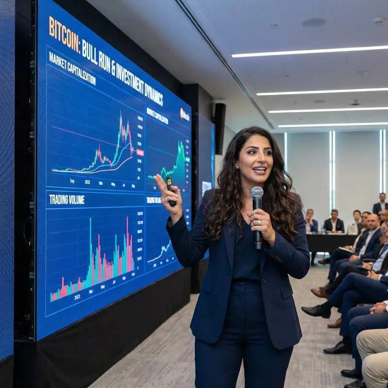 Stunning Bitcoin Trading Presentation by Young Woman