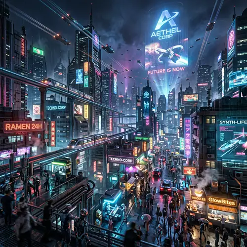 Futuristic Cyberpunk Cityscape | Neon Lights & Holograms