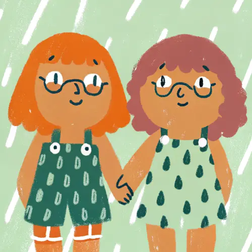 Charming Chibi Girls Holding Hands