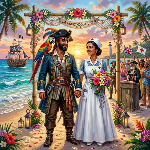 Wedding Art: Pirate and Nurse Unite in Harmony