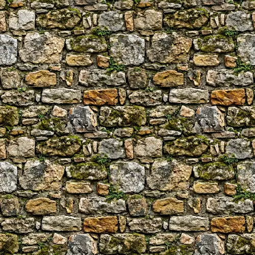 Seamless Texture of Ancient Wall with Weathered Stones