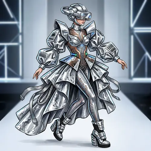 Avant-Garde Technology-Inspired Metallic Foil Costume