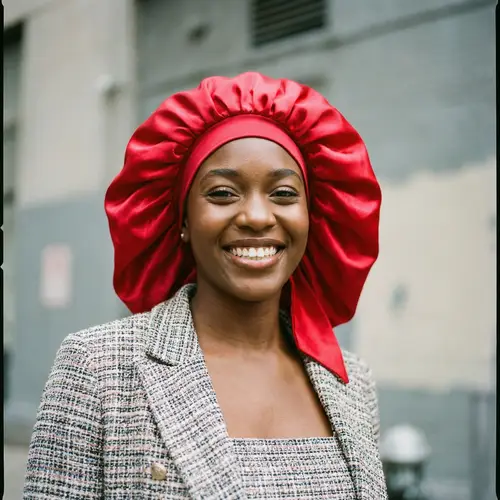 Radiant Black Girl in Stylish Red Bonnet