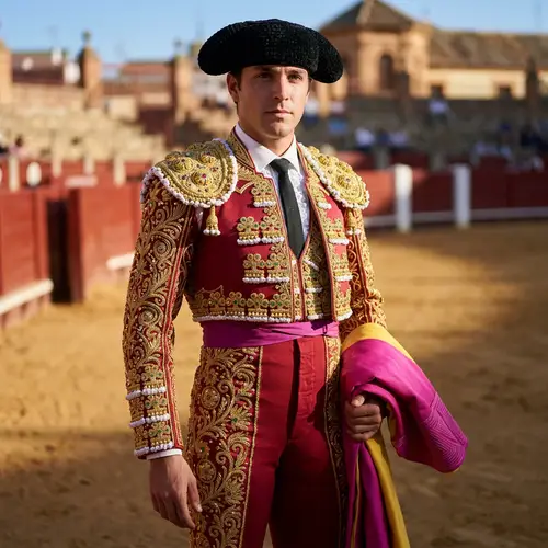 Vibrant Matador Jacket with Gold Trim & Sequins - Rich Culture