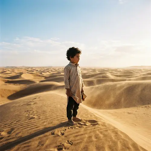 Young Child in Expansive Desert Landscape
