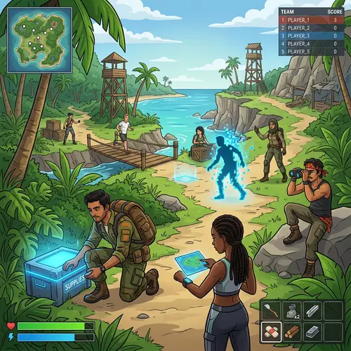 Virtual Tropical Island Multiplayer Game with Diverse Avatars