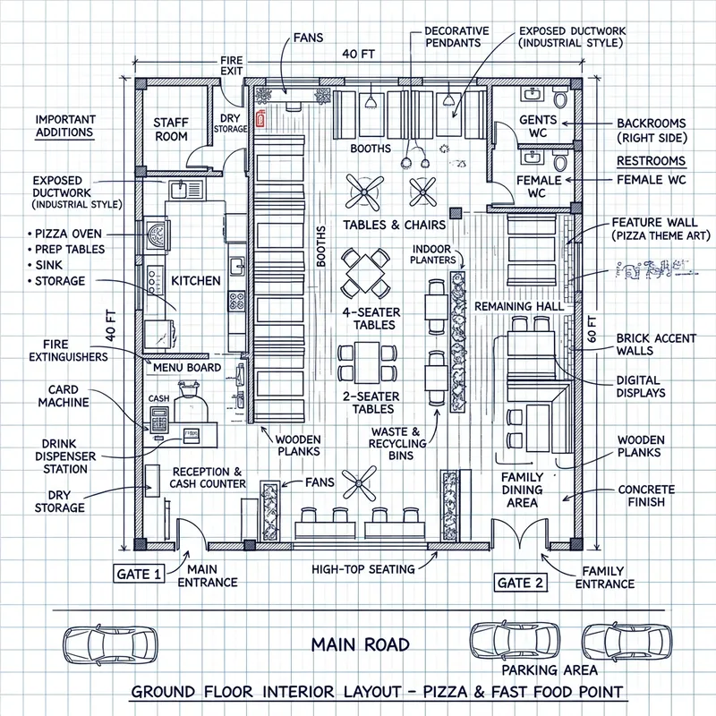 Fast Food & Pizza Restaurant Interior Design