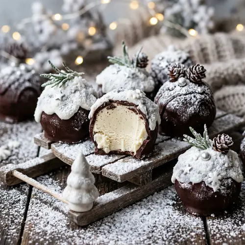Winter Wonderland Chocolate-Covered Ice Cream Truffles