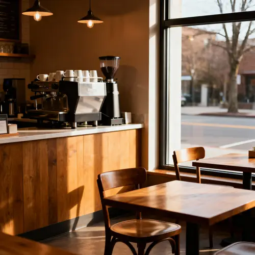 Charming Corner Coffee Shop Illustration