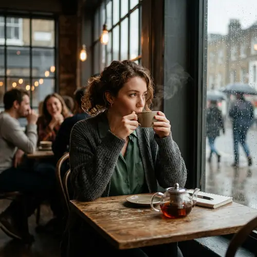 Cinematic Café Experience with Tea