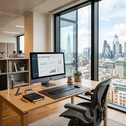 Professional Modern Office Background with City View
