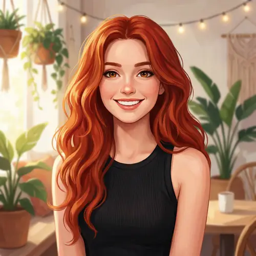 Vibrant Digital Art of a Cheerful Woman