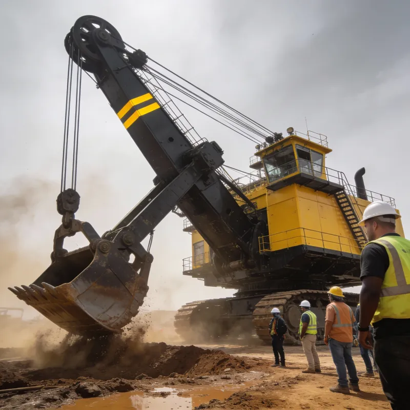 Crane Shovel in Action at Construction Site Crane Shovel in Action at Construction Site