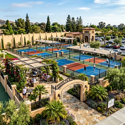 Luxurious Outdoor Pickleball Complex with Lounge