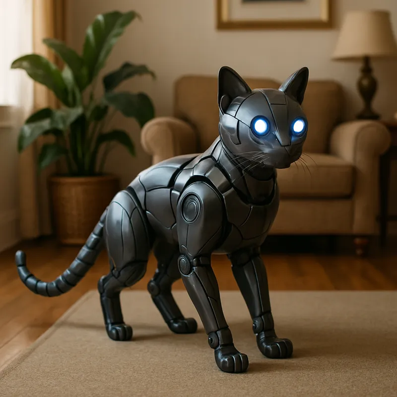 Futuristic Robotic Cat with LED Eyes