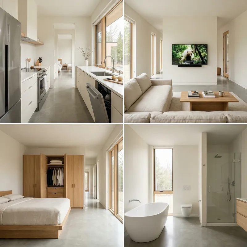 Minimalist Single-Story House with Household Items - Functional Designs