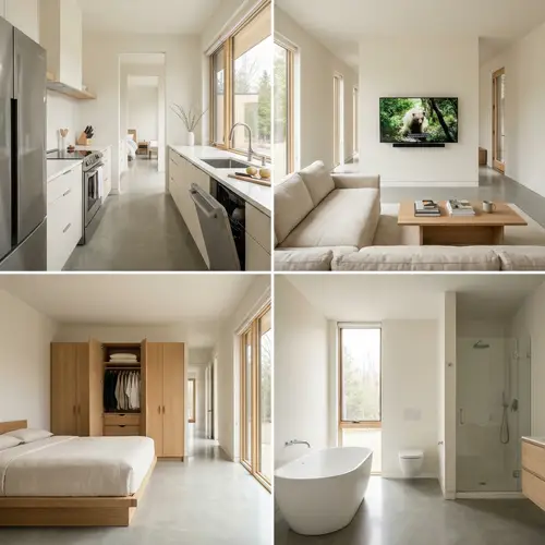 Minimalist Single-Story House with Household Items