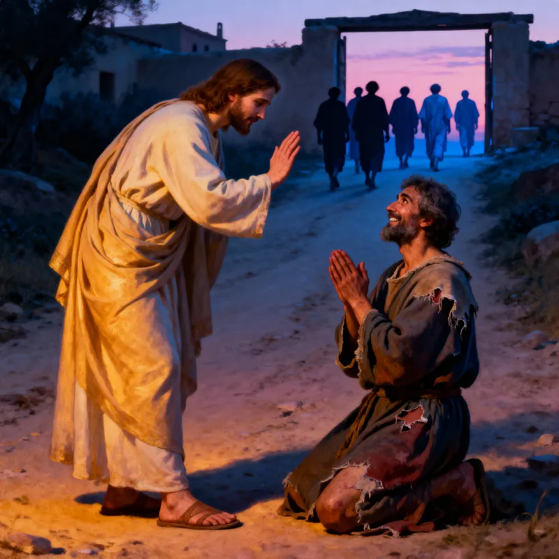 Devotional Samaritan Kneeling Before Jesus Illustration Devotional Samaritan Kneeling Before Jesus Illustration