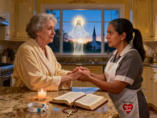 Emotional Moment in a Luxurious Kitchen