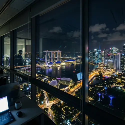Stunning Singapore Cityscape at Night | Urban Skyscrapers View