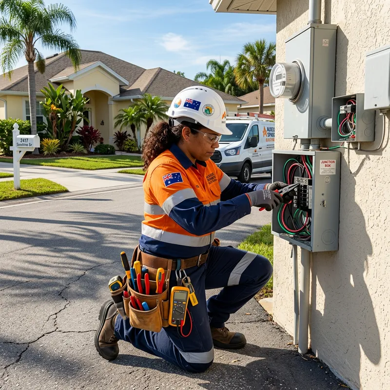 Electrician in Florida Working Outside | Reliable Electrical Services
