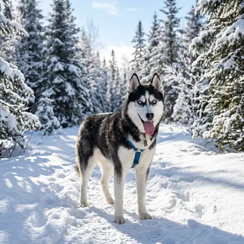 Siberian Husky in Snowy Landscape | Bright Blue Eyes