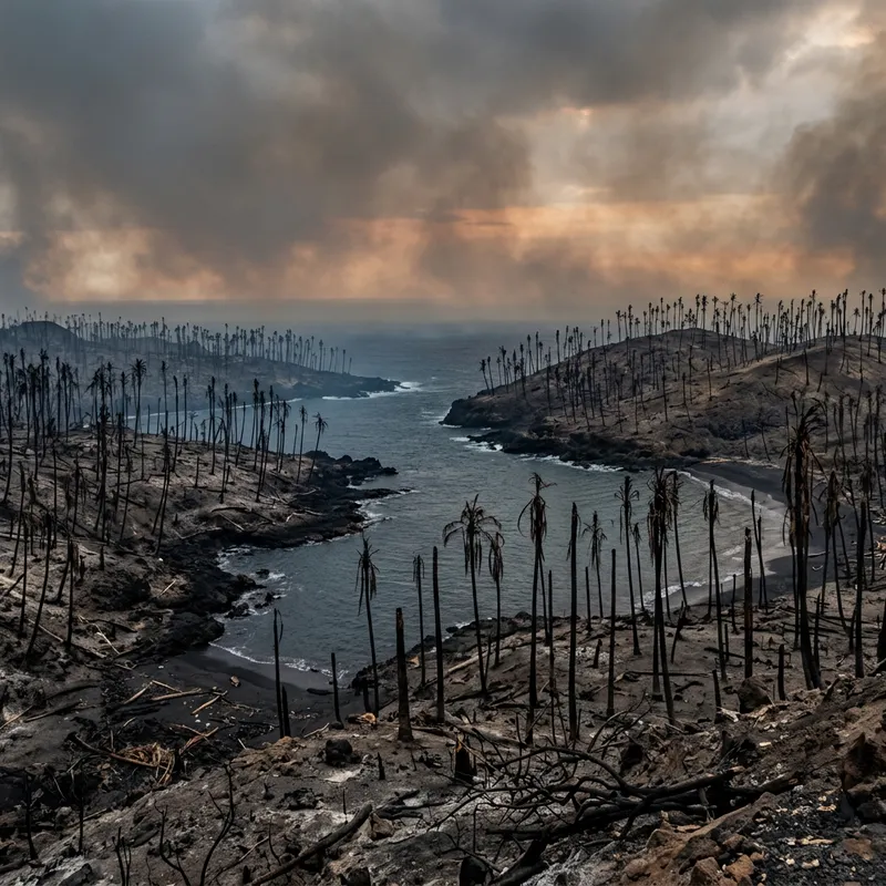 Devastated Paradises: Charred Palm Trees