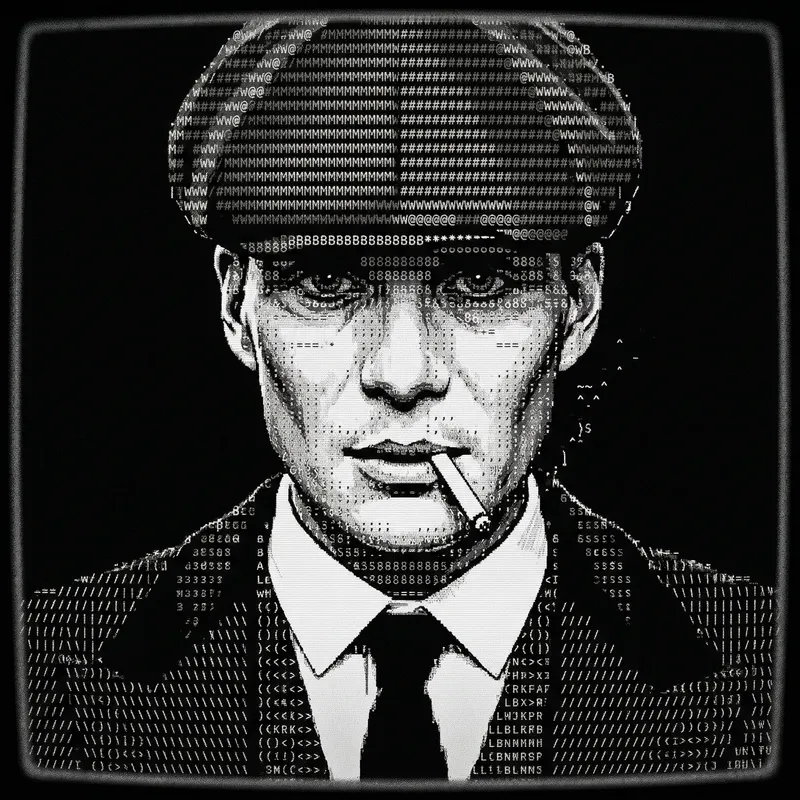 Thomy Shelby ASCII Art - Vintage Digital Design